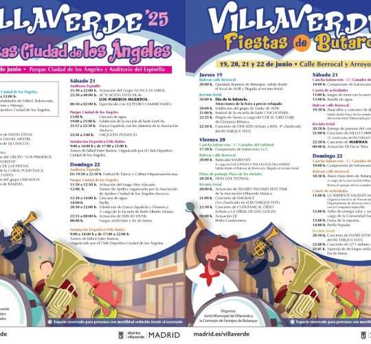 Llegan las fiestas de Villaverde 2025, con actividades y conciertos en dos citas que se celebran al mismo tiempo, del 20 al 22 de junio