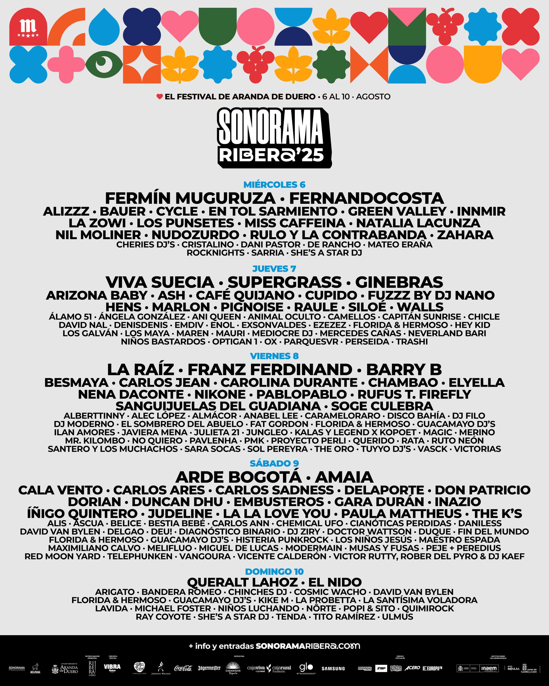 Horarios y cartel completo del Sonorama Ribera 2025