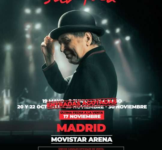 Joaquín Sabina anuncia su noveno y último concierto en el Movistar Arena de Madrid. La cita que ahora se anuncia será el día 17 de noviembre