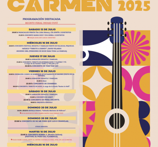 Las Fiestas del Carmen llegan este 2025 al distrito madrileño del Puente de Vallecas, desde el 12 hasta el 20 de julio con muchas actividades