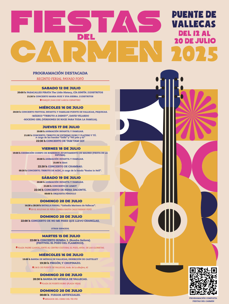 Las Fiestas del Carmen llegan este 2025 al distrito madrileño del Puente de Vallecas, desde el 12 hasta el 20 de julio con muchas actividades