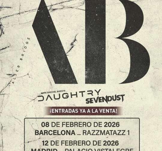 Alter Bridge regresará a España el próximo mes de febrero de 2026 para dar dos conciertos en Barcelona (Razzmatazz) y Madrid (Vistalegre)-