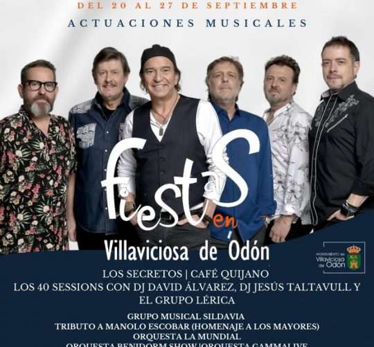 Las fiestas de Villaviciosa de Odón 2025 se celebran en septiembre con conciertos gratuitos de Los Secretos, Café Quijano y otros muchos más