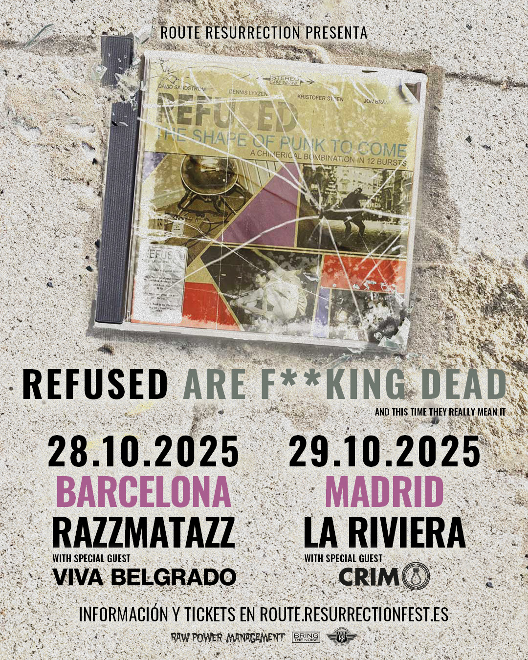 Refused harán dos conciertos en salas en Barcelona y Madrid despidiendo ante sus fans españoles su carrera de más de treinta años de historia