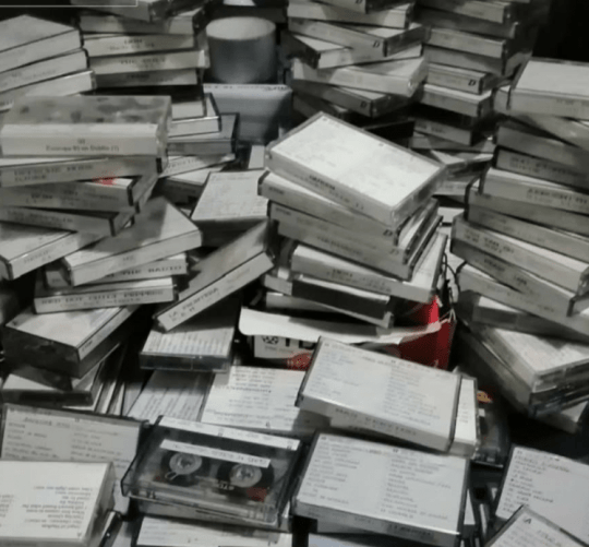 Cintas de casete apiladas
