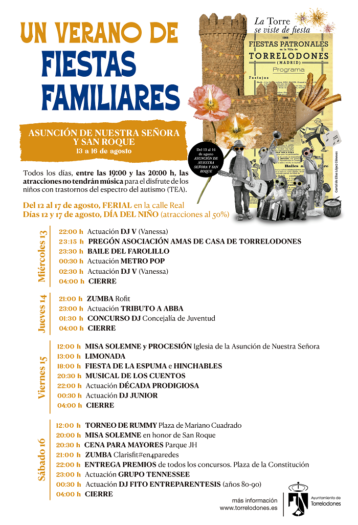 Torrelodones celebra del 13 al 16 de agosto sus Fietas del Pueblo 2025, como es tradicional con los conciertos como principal reclamo