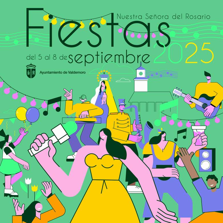 Programación de actividades de las Fiestas de Valdemoro 2025, con conciertos y diferentes tipos de actividades variadas para todas las edades