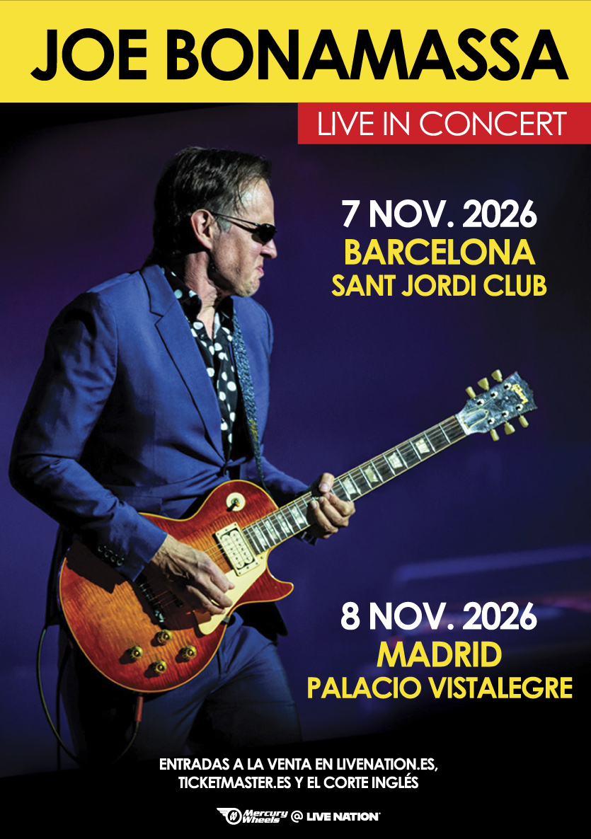 Joe Bonamassa anuncia su esperado regreso a España con dos conciertos muy especiales en Barcelona y Madrid en noviembre del próximo año 2026