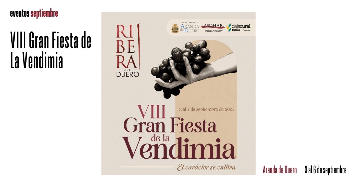 Aranda de Duero acoge un año más del 3 al 6 de septiembre la Gran Fiesta de la Vendimia 2025, con una fusión de vino y conciertos de lo más singular
