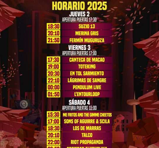 Horarios del Pirata Madrid Festival 2025, que será durante los días 2, 3 y 4 de octubre en el Auditorio Miguel Ríos de Rivas Vaciamadrid