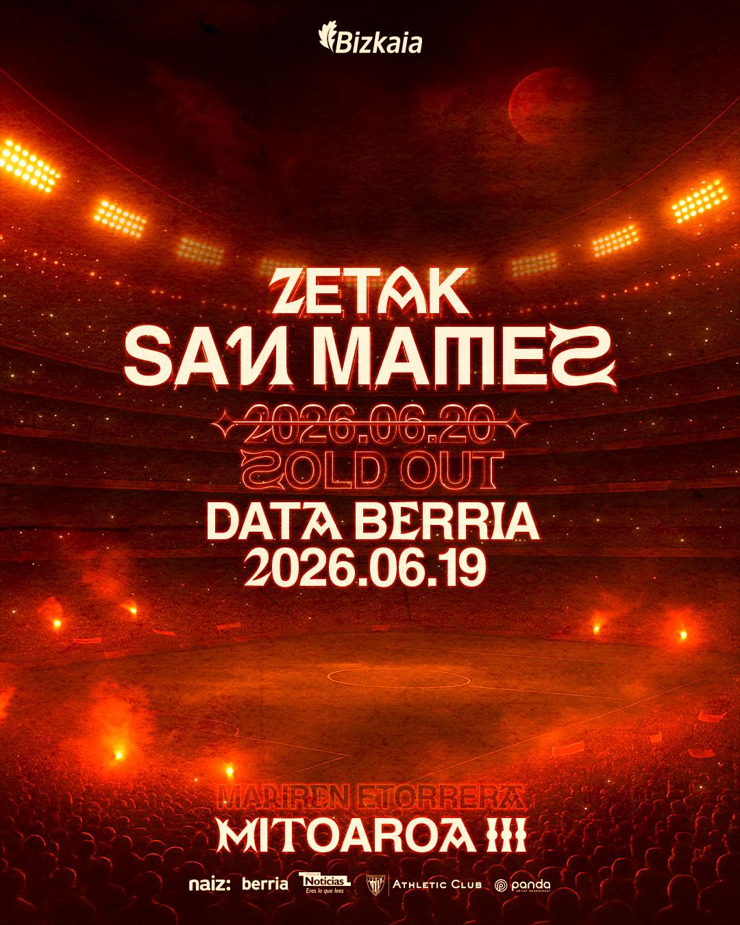 ZETAK anuncia un segundo concierto para el ambicioso espectáculo MITOAROA III en el estadio de San Mamés de Bilbao el próximo 19 de junio