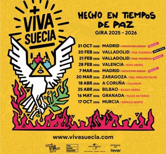 Viva Suecia anuncia gira por grandes recintos de todo el país en 2026 para presentar su próximo y nuevo disco: 'Hecho en tiempos de paz'