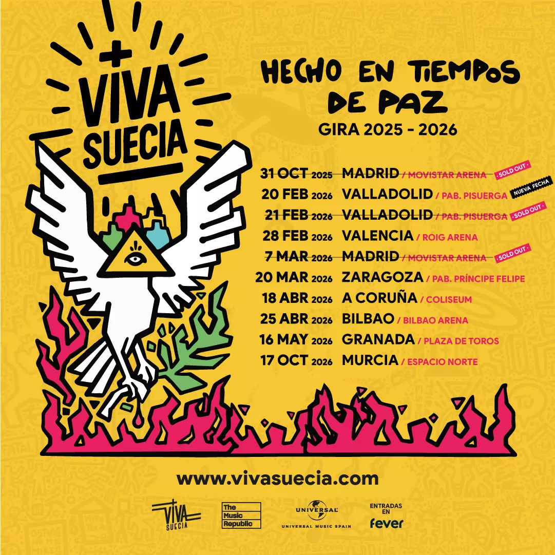 Viva Suecia anuncia gira por grandes recintos de todo el país en 2026 para presentar su próximo y nuevo disco: 'Hecho en tiempos de paz'