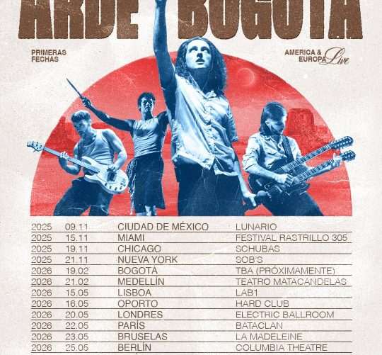 Arde Bogotá anuncia ahora una nueva gira por América y Europa que tendrá lugar en varios países desde noviembre de 2025 hasta mayo de 2026