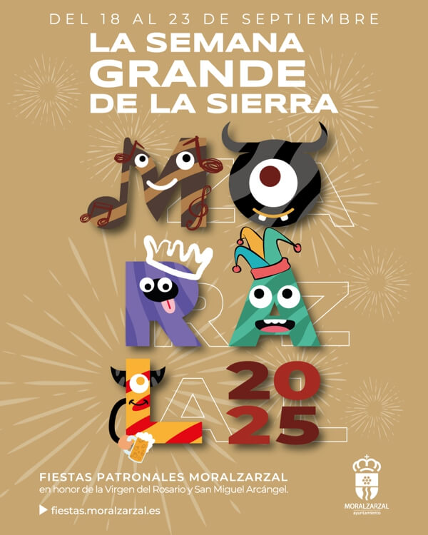 Programa de las Fiestas de Moralzarzal 2025, que se celebrarán en la localidad de la sierra norte madrileña del 18 al 23 de septiembre.