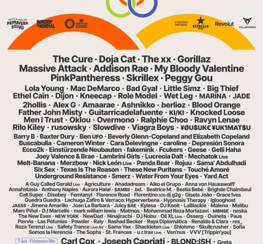 Primavera Sound Barcelona presenta su cartel para 2026 con The Cure, Doja Cat, The xx, Gorillaz, Massive Attack o My Bloody Valentine.