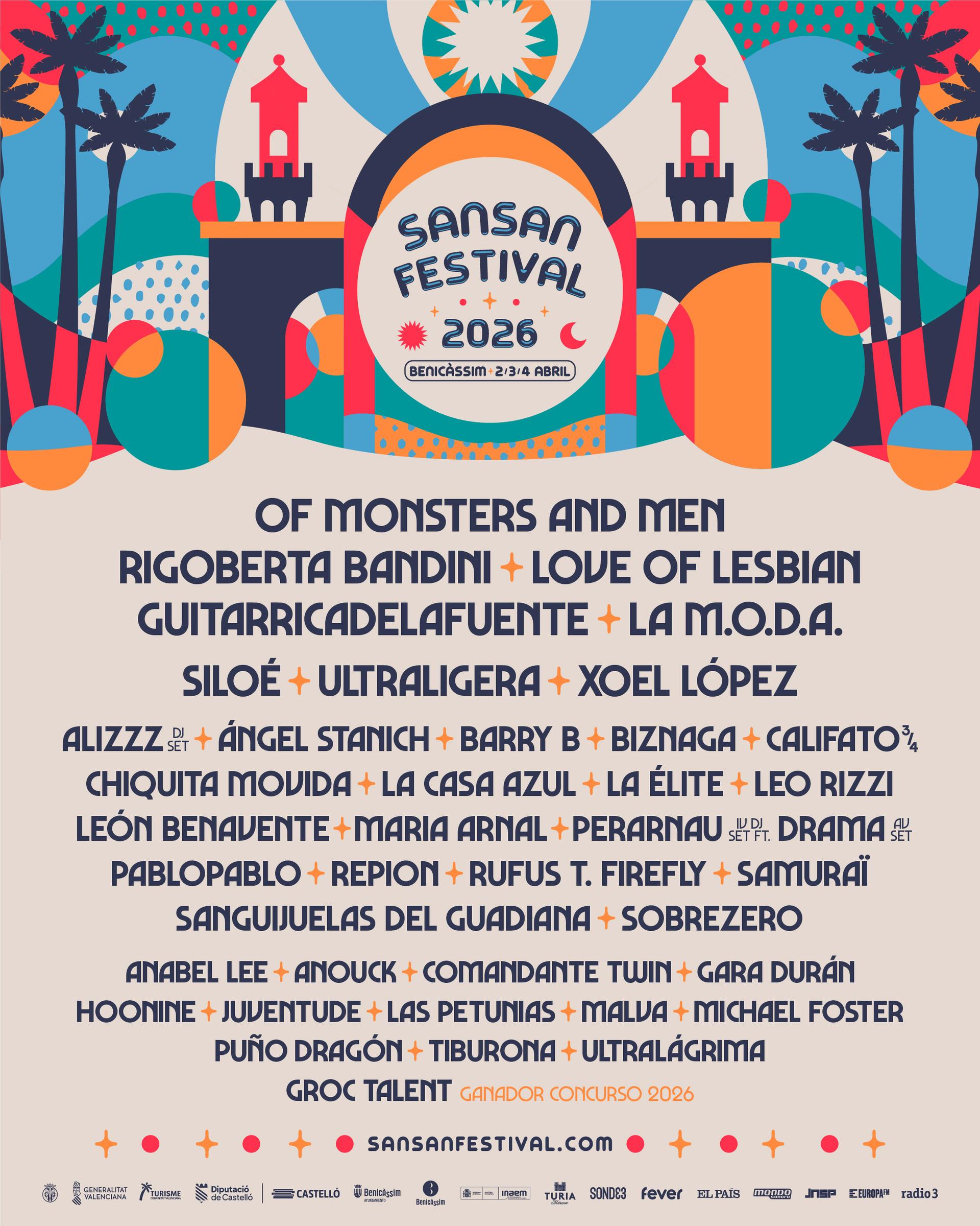 El SanSan Festival se celebrará un año más en Benicàssim los días 2, 3 y 4 de abril de 2026 y ya anuncia su cartel con meses de antelación