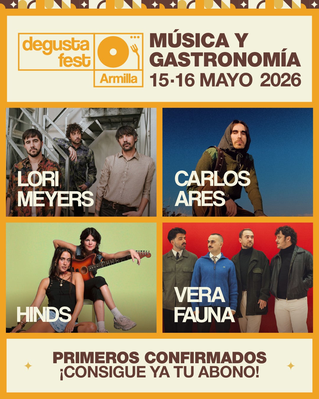 Degusta Fest Armilla 2026, 15 y 16 de mayo en Granada con Lori Meyers, Carlos Ares, Hinds y Vera Fauna. Música, gastronomía y familia