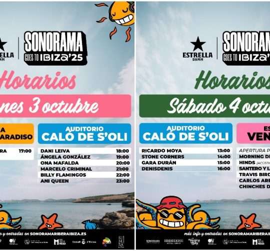 Sonorama Goes to Ibiza 2025 ya tiene horarios confirmados. El festival se celebra los días 3 y 4 de octubre en la paradisíaca Cala de Bou