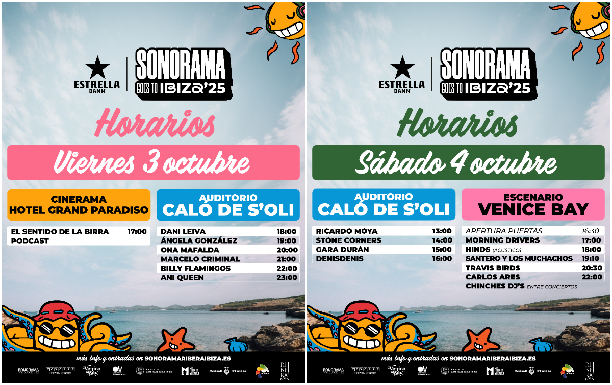 Sonorama Goes to Ibiza 2025 ya tiene horarios confirmados. El festival se celebra los días 3 y 4 de octubre en la paradisíaca Cala de Bou