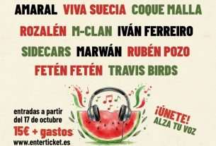 'Música por Palestina' es un concierto a beneficio de UNRWA que se celebrará en Fuenlabrada, en el Recinto Joaquín Sabina, el 15 de noviembre