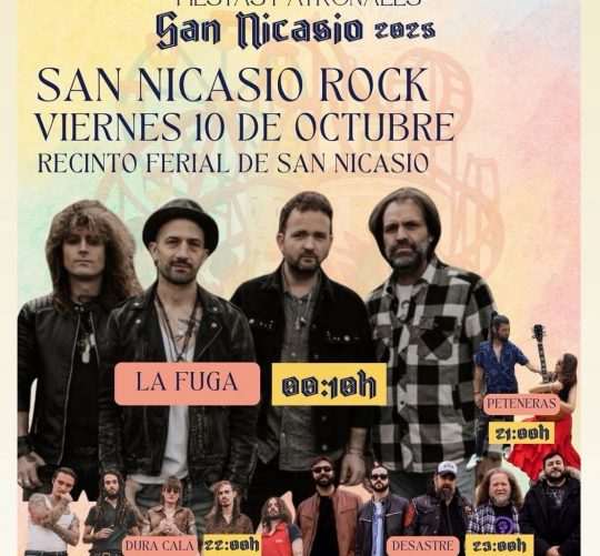 La Fuga sustituye en el San Nicasio Rock de las Fiestas de San Nicasio 2025 a Medina Azahara, en el concierto que la banda cordobesa tenía previsto para este mismo viernes 10 de octubre