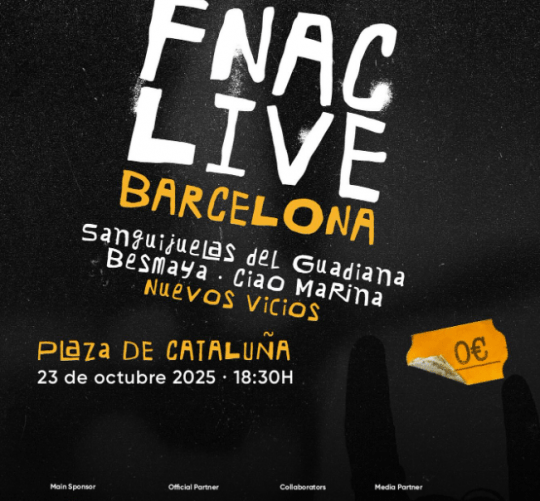 Fnac Live Barcelona abre tienda en Las Ramblas este jueves 23 de octubre con un concierto a partir de las 18:30 en la Plaza de Catalunya.