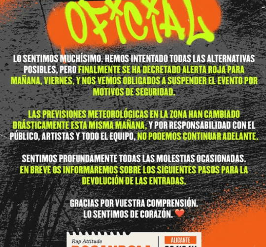 Cancelado el Festival Rocanrola 2025 de Alicante