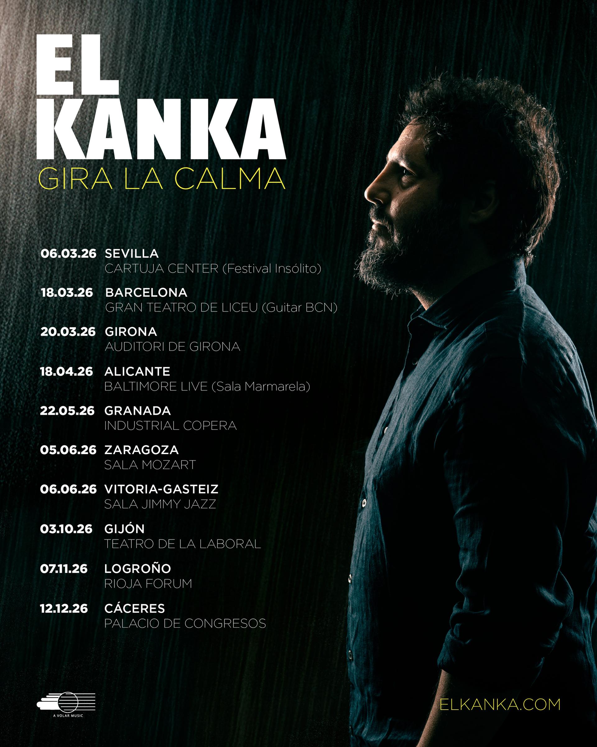 El Kanka publicará su nuevo disco a principios de 2026 con el título de 'La calma' y ahora anuncia ya los primeros conciertos de presentación