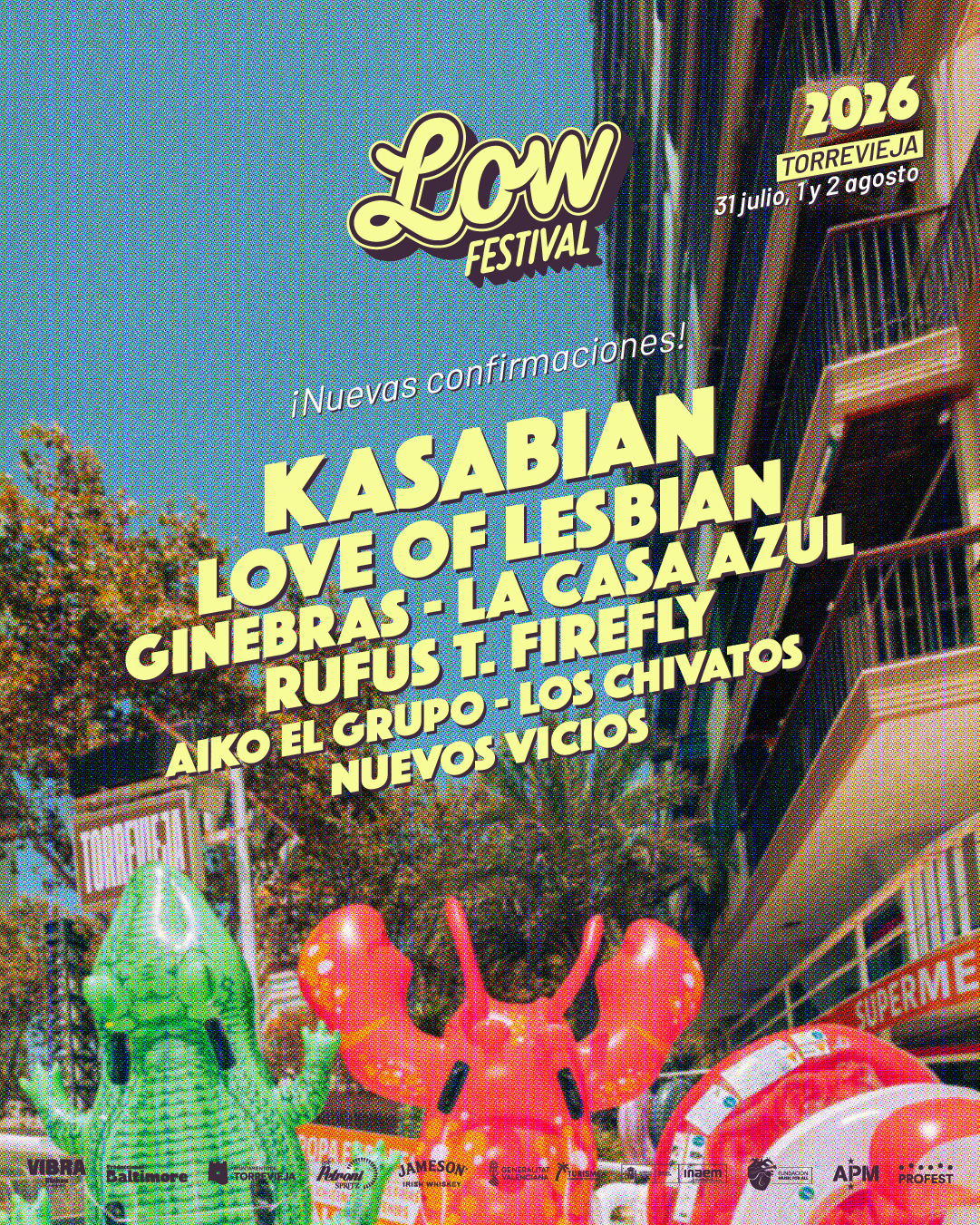 Kasabian, Love of Lesbian o Rufus T Firefly, Repion, Ginebras o La Casa Azul, entre las confirmaciones de Low Festival 2026 de Torrevieja