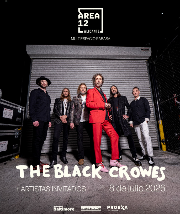 The Black Crowes darán un concierto en Alicante el 8 de julio de 2026. La cita es, concretamente, en el habitual Área 12 / Espacio Rabasa