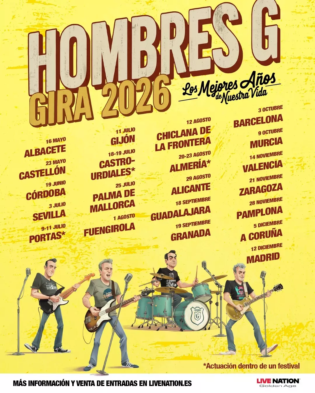 Hombres G anuncian la gira 'Los Mejores Años de Nuestra Vida 2026', con la que recorrerán todo el país dando conciertos el próximo año