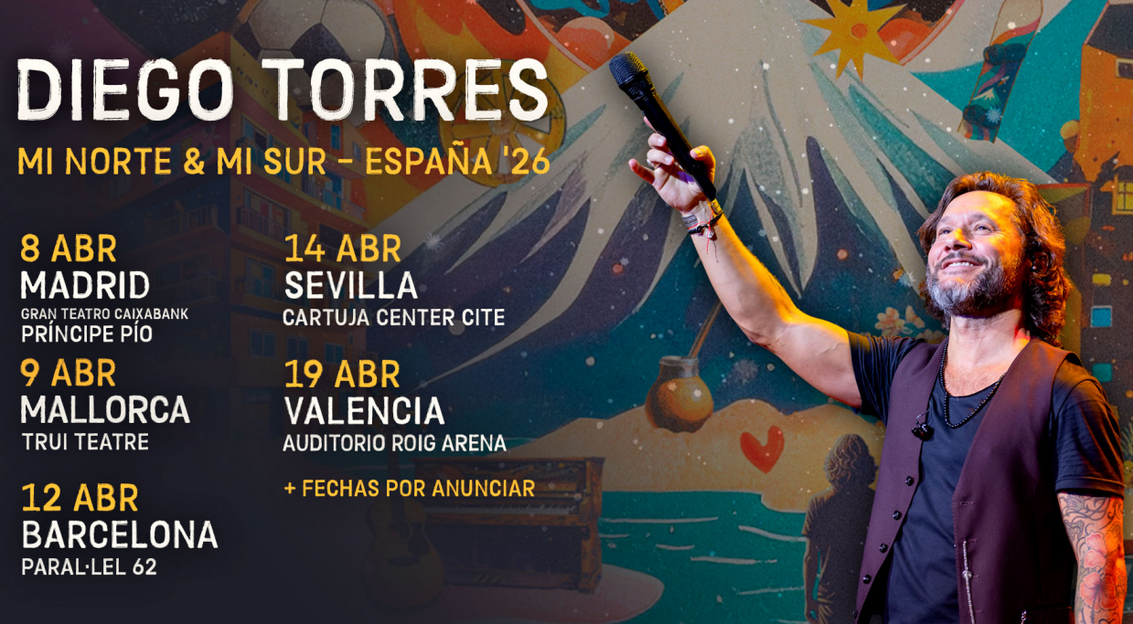 El artista argentino Diego Torres presentará su nuevo disco en una gira mundial y española que visitará nuestro país la próxima primavera