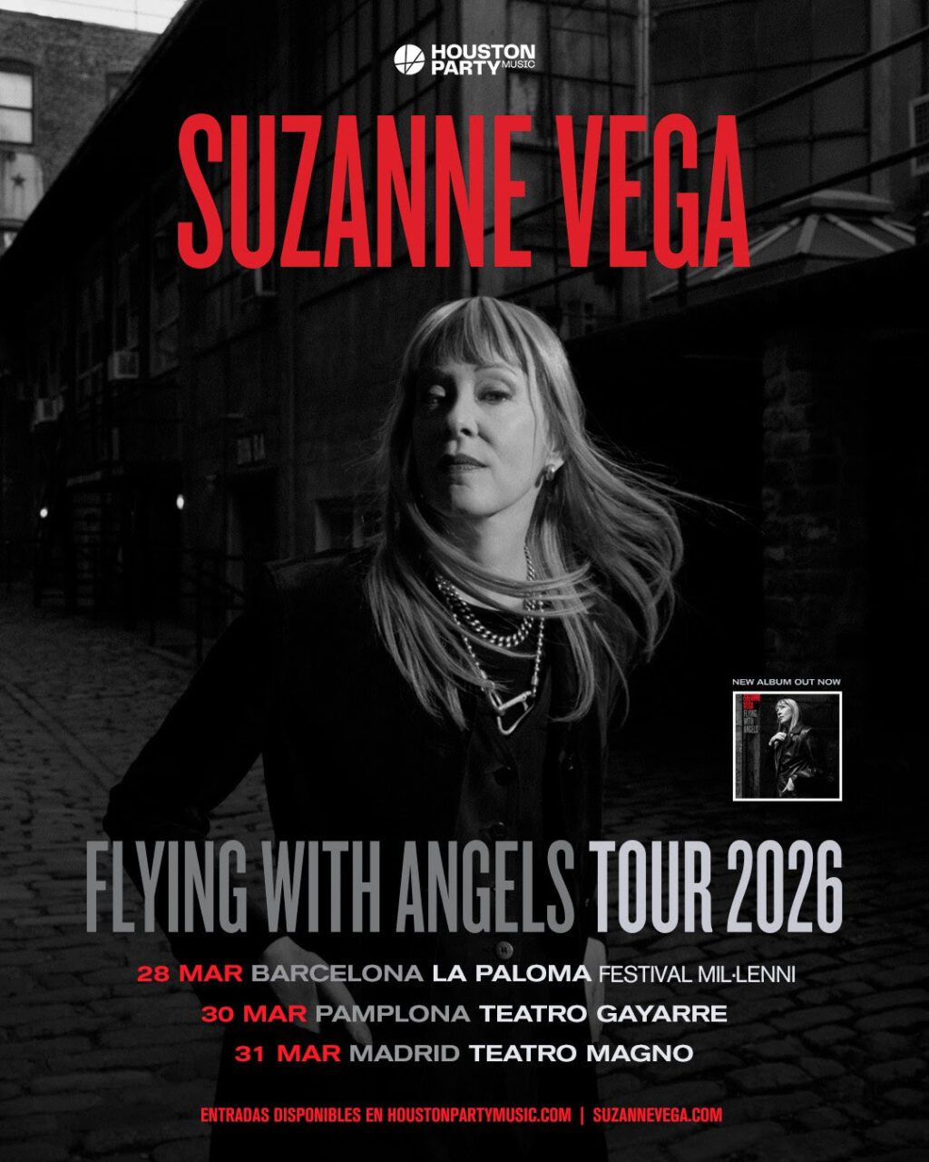 Suzanne Vega anuncia conciertos en Barcelona, Pamplona y Madrid en marzo del próximo año 2026 para presentar su más reciente último disco