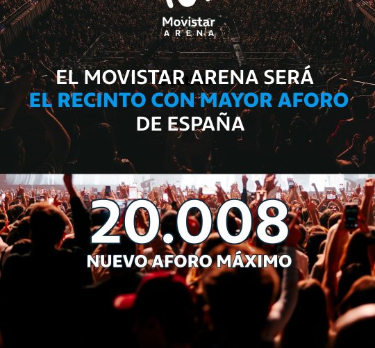 El Movistar Arena de Madrid ampliará su aforo máximo total de 17.453 a 20.008 espectadores en conciertos y hasta 15.000 en baloncesto