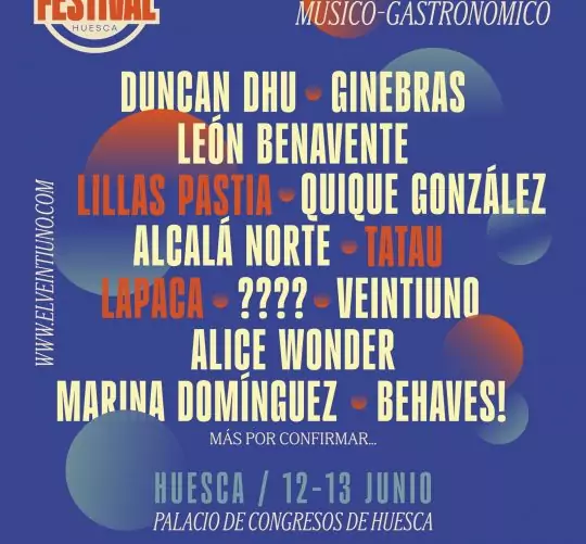 Nace El 21, nuevo festival en Huesca que tendrá lugar los días 12 y 13 de junio en el Palacio de Congresos con un cartel nacional de artistas