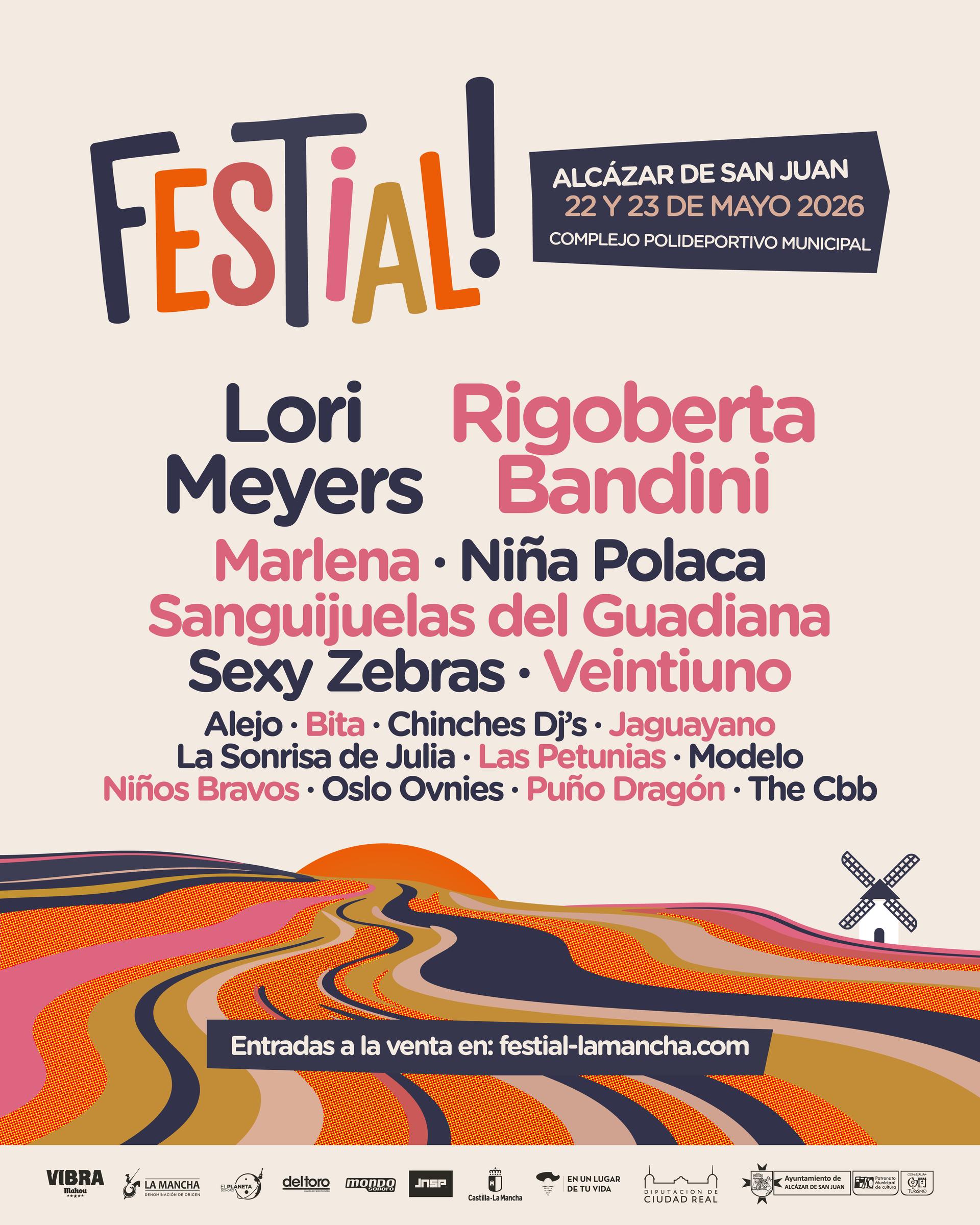 Festial! regresa a Alcázar de San Juan. El festival celebrará su edición de 2026 el 22 y 23 de mayo en el Complejo Polideportivo Municipal