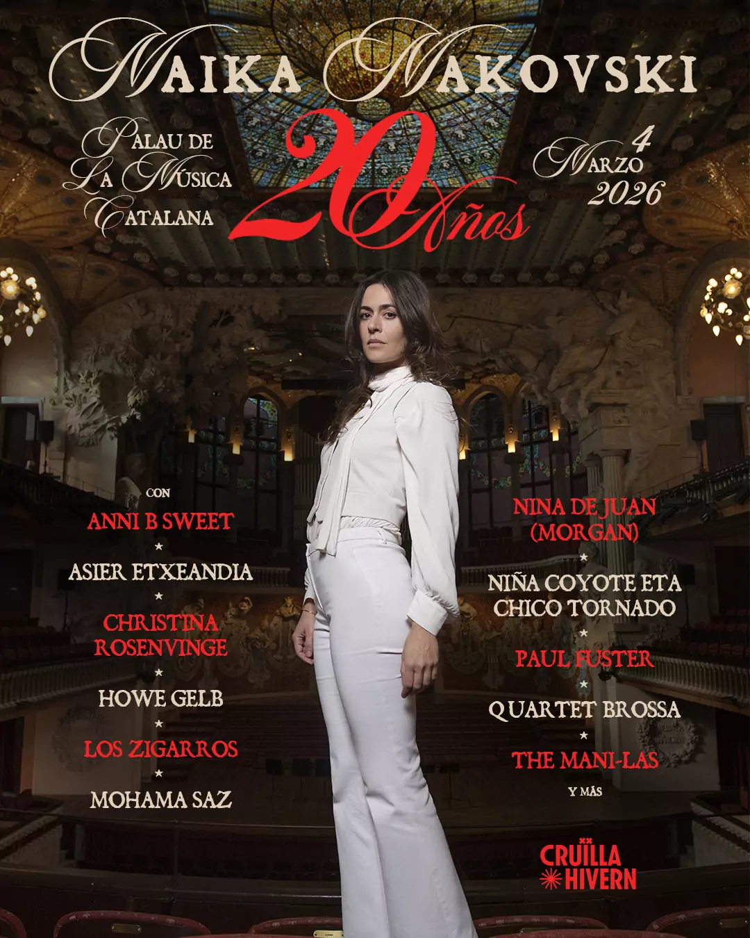 Maika Makovski celebra dos décadas de trayectoria con un concierto muy especial el próximo miércoles 4 de marzo en el Palau de la Música