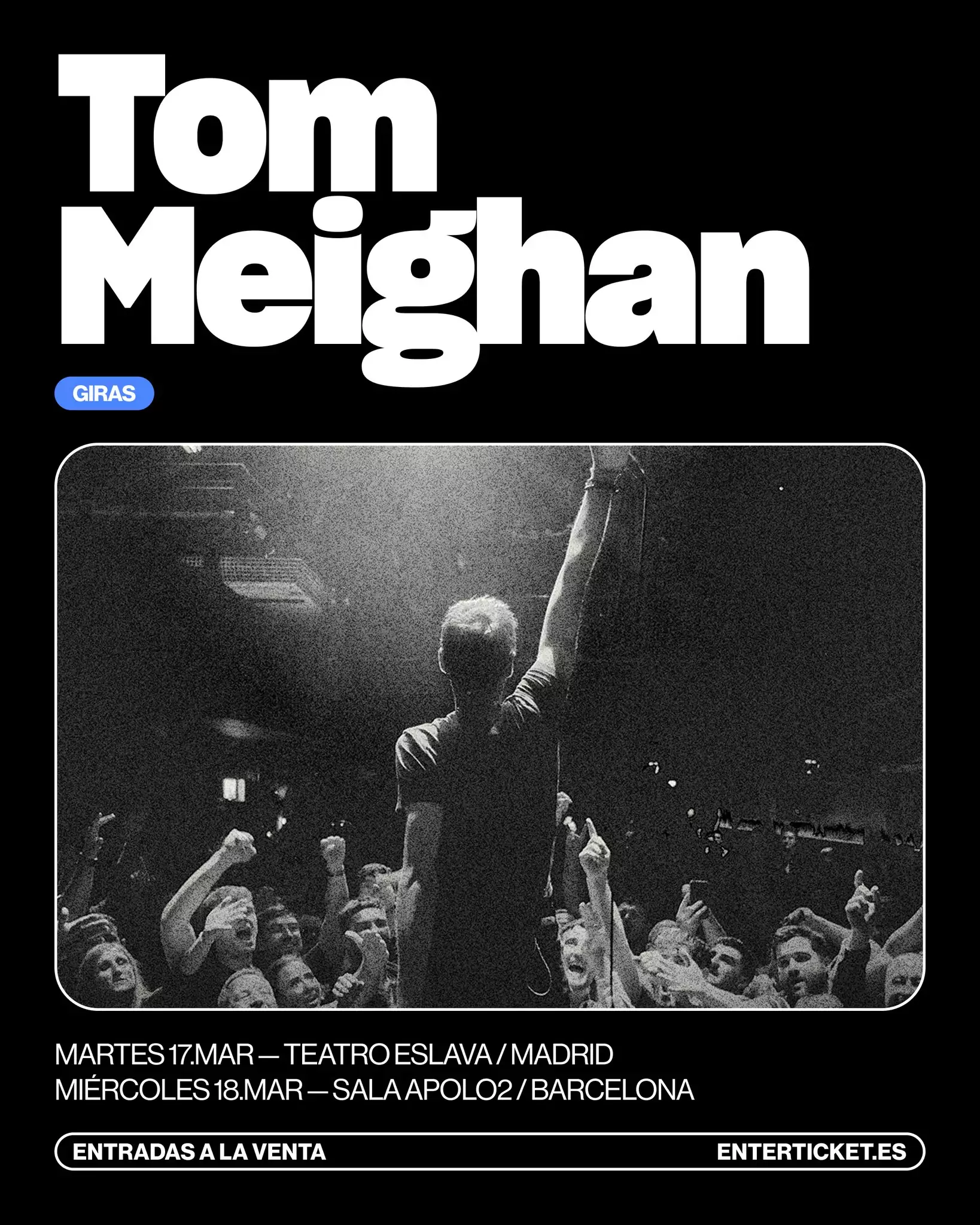 Tom Meighan llega a Madrid y Barcelona con su gira 'The original voice of Kasabian'. Las citas son en marzo en Teatro Eslava y Sala Apolo