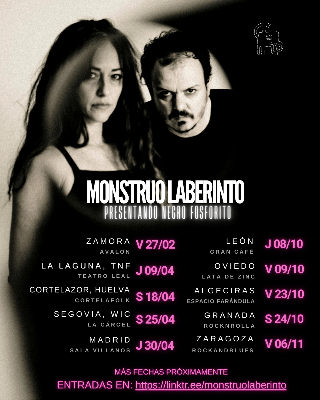 Monstruo Laberinto ya tiene conciertos para la presentación de su primer disco, 'Negro Fosforito', que vio la luz el pasado 13 de enero