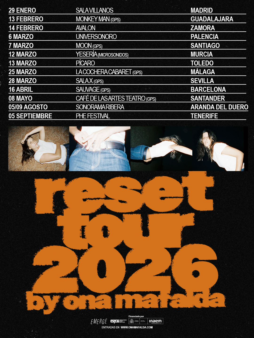 Tras la publicación de su segundo disco, 'Reset', Ona Mafalda anuncia los primeros conciertos de su nueva gira, 'Reset Tour 2026'.