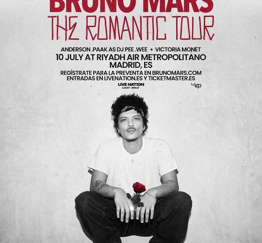 Bruno Mars anuncia concierto en el estadio Metropolitano de Madrid el 10 de julio de 2026