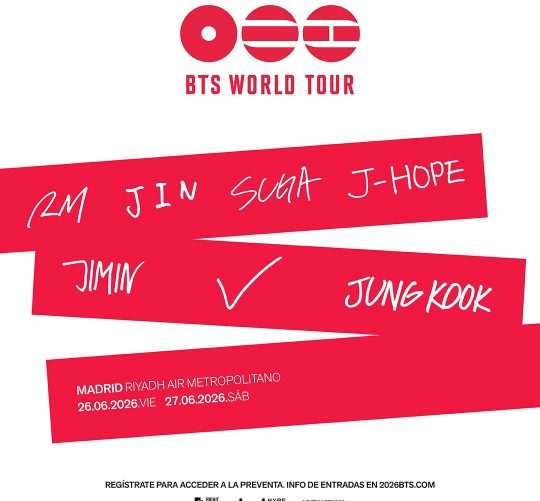 BTS dará dos conciertos en el Metropolitano de Madrid en junio de este 2026 y, con el anuncio, compartimos la información de las entradas