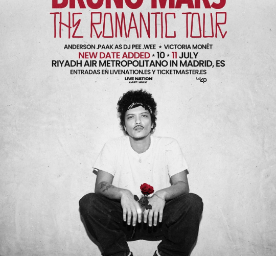 Bruno Mars dará dos conciertos en el estadio Metropolitano de Madrid el próximo verano. A la fecha del 10 de julio se suma otra el día 11