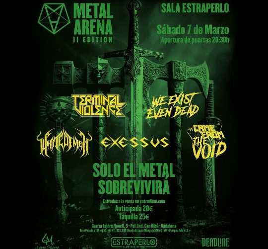 Metal Arena vuelve con fuerza en 2026 para su segunda edición el próximo sábado 7 de marzo en la emblemática Sala Estraperlo de Badalona