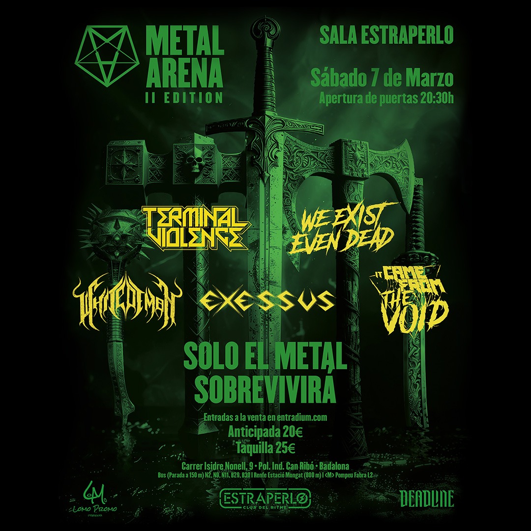 Metal Arena vuelve con fuerza en 2026 para su segunda edición el próximo sábado 7 de marzo en la emblemática Sala Estraperlo de Badalona
