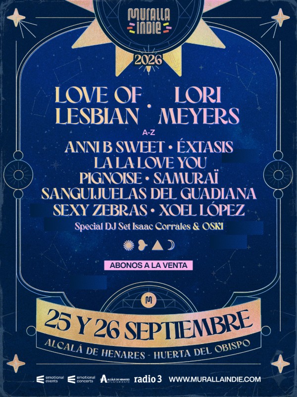 Tras su primera edición, regresa el festival Muralla Indie los días 25 y 26 de septiembre de este 2026 en Alcalá de Henares (Madrid)