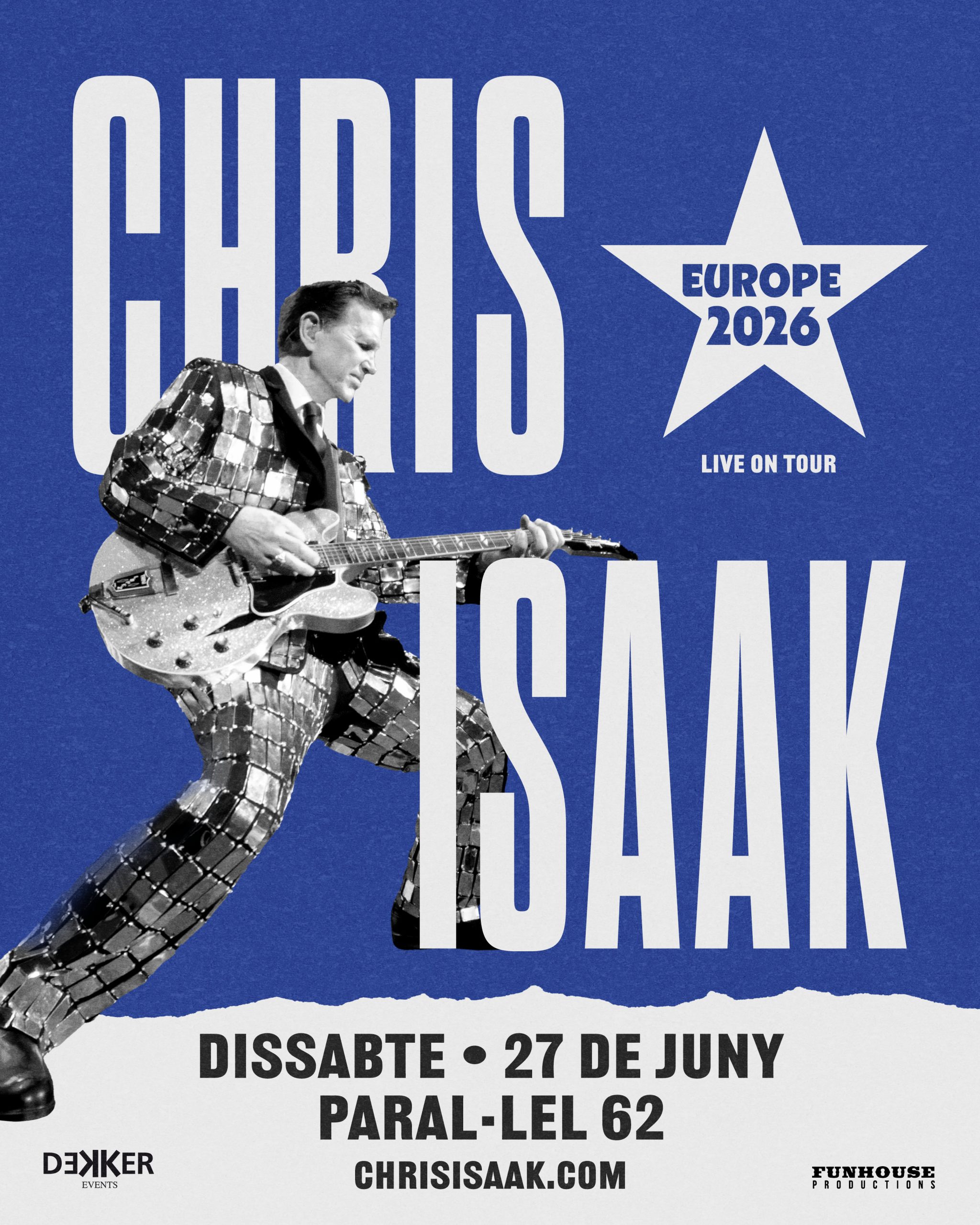 Chris Isaak dará un concierto el 27 de junio en Barcelona en una de sus dos únicas fechas en España, dentro de su gira europea de este 2026