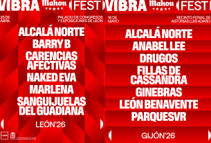 Vibra Mahou Fest 2026 desvela los carteles completos de sus cuatro citas de este año, que tendrán lugar en Valladolid, León, Gijón y Segovia