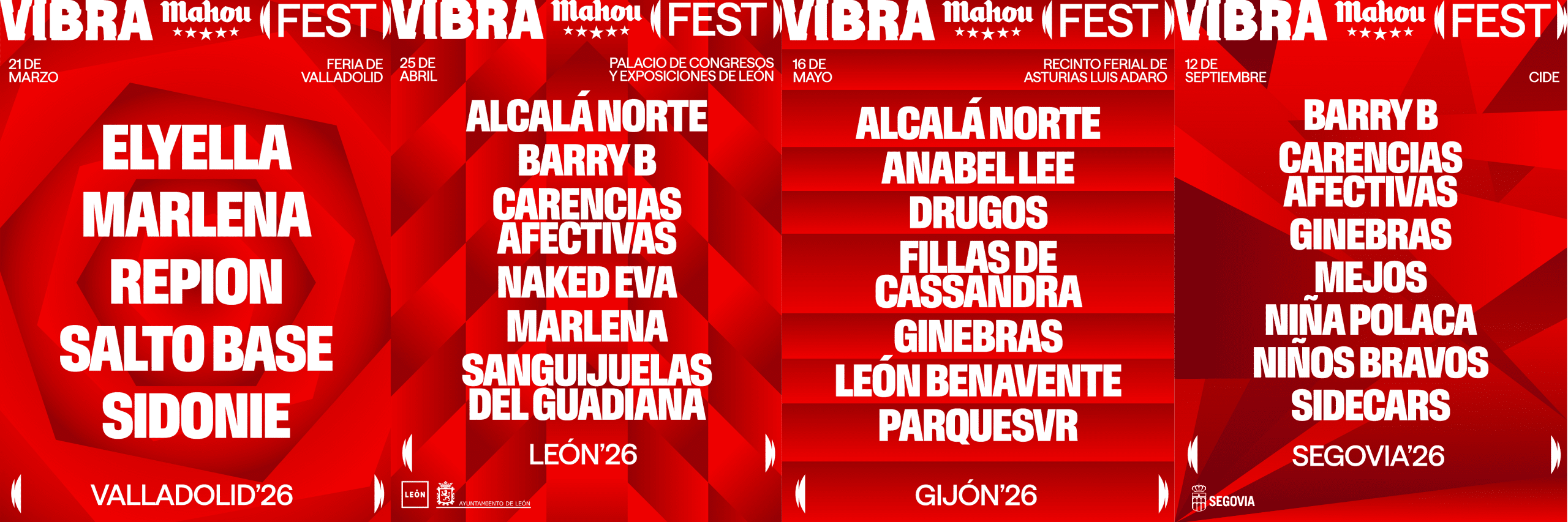 Vibra Mahou Fest 2026 desvela los carteles completos de sus cuatro citas de este año, que tendrán lugar en Valladolid, León, Gijón y Segovia